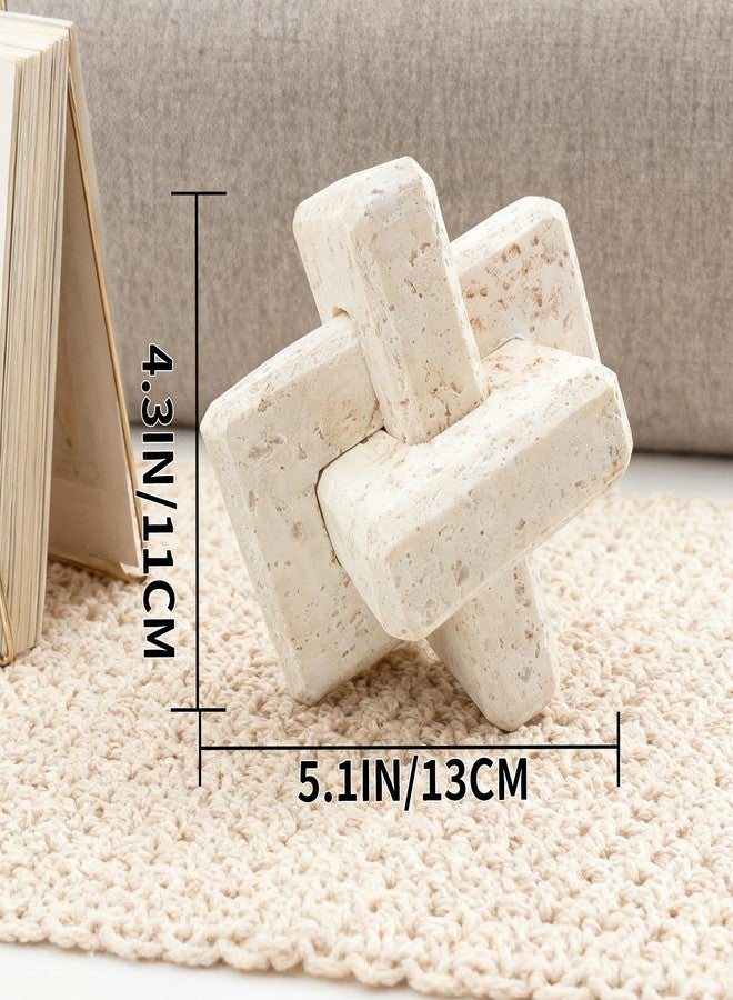 FlidRunest 3 Link Knot Sculpture Statues Resin Travertine Home Decor Modern Style Boho Figurine Hand Carved Coffee Table Decorative Ornaments Objects for Living Room, Desktop, Bookshelf, Entryway - Image 3